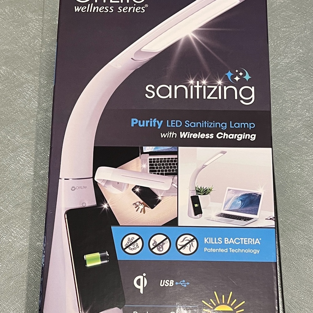 OttLite White LED Sanitizing Lamp with Wireless Charging New In Box